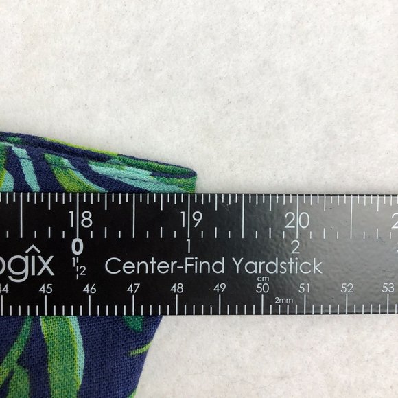 Sofia Jeans Women's Size Large Linen Blend Knot Front Blue Green Leaf Peplum Top - Picture 5 of 14